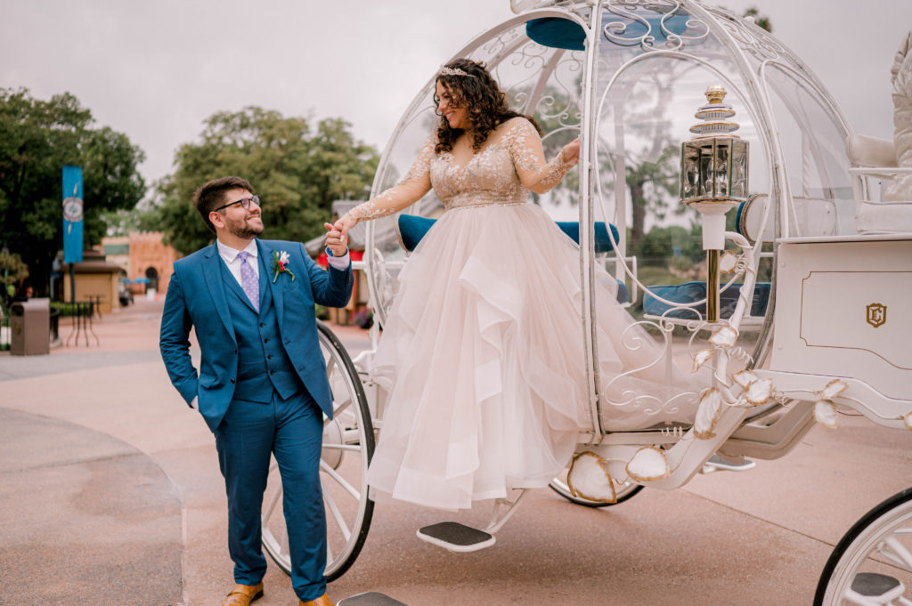 Carina and David's wedding at Epcot carriage ride