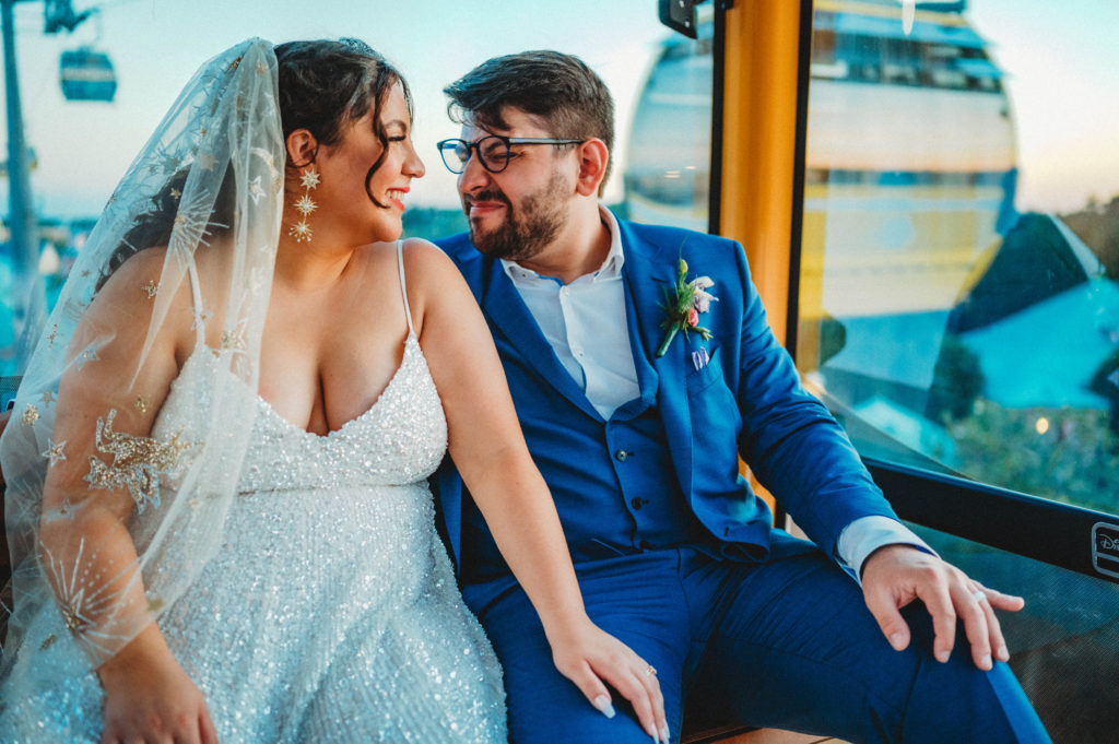 Carina and David's wedding at Epcot skyliner ride