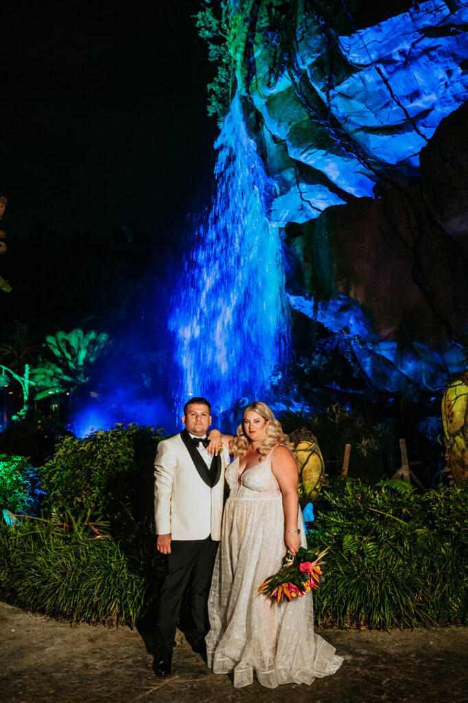 Bride and Groom in Walt Disney World's Pandora for Disney Wedding